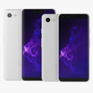 3D model Google Pixel 3 and Pixel 3XL Smartphone White