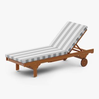 Outdoor Patio Fabric Chair with Gray Stripes 3D model