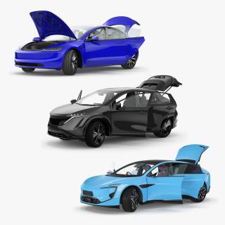 Rigged Generic Electric Cars Collection 3D model