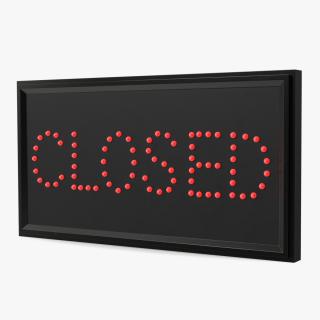 Red LED Light Business Sign Closed ON 3D