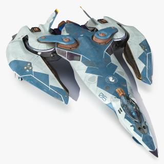 Sci Fi Fighter Jet Blue Rigged for Maya 3D model