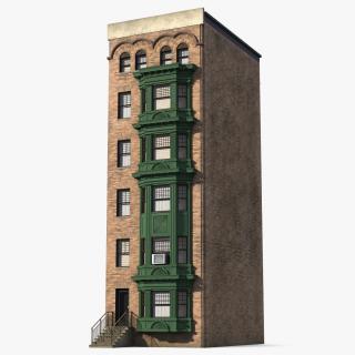 3D Brick Apartment Building with Blank Walls