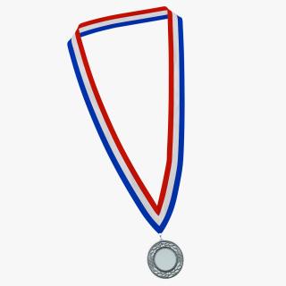 Silver Award Medal with Ribbon 2 3D