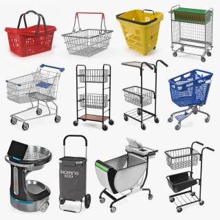 3D Shopping Baskets and Trolley Collection 7