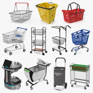 3D Shopping Baskets and Trolley Collection 6