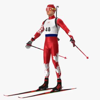 3D Biathlete Fully Equipped Canada Team Rigged model