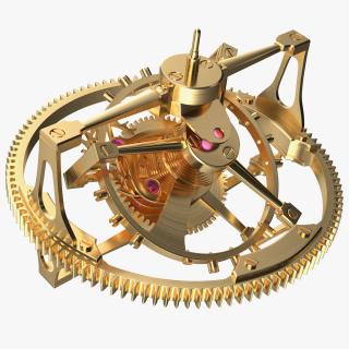 Golden Tourbillon Mechanism 3D