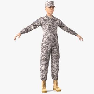 Female Soldier Military ACU Rigged 3D model