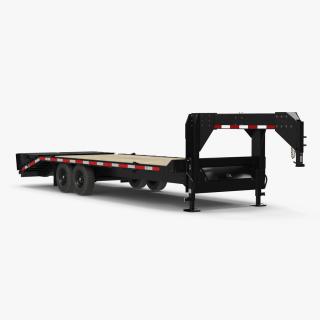 3D Flat Bed Gooseneck Pickup Trailer model