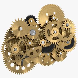 3D model Clockwork Gear Mechanism Brass