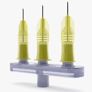 3D model Multi Injector 3 Needles Straight Yellow