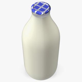 Glass Bottle of Skimmed Milk with Foil Top 3D