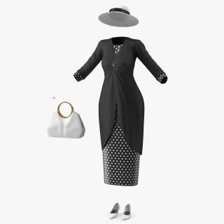 3D model Casual Party Dress with Dot Pattern