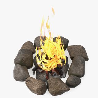 3D model Campfire Surrounded by Rocks 2