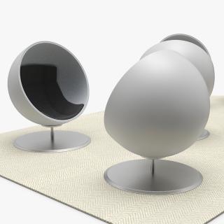 3D Ball Chairs on Rug model