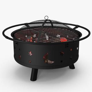 3D Round Fire Pit with Firewood model