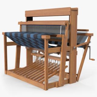 3D model Wooden Loom with Rug