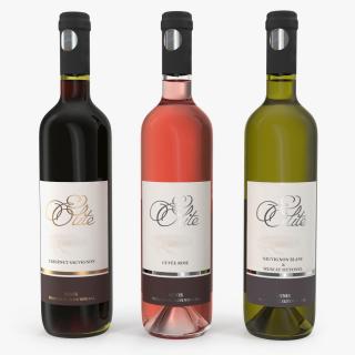 3D Three Wine Bottles model