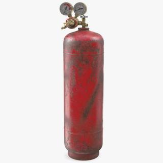 3D Acetylene Gas Cylinder with Regulator Old