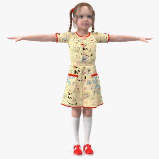 Child Girl T-pose 3D