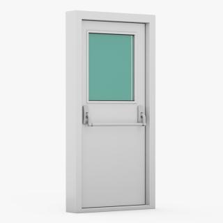 3D Grey Fire Exit Door Single with Panic Bar