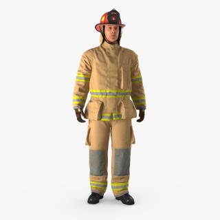 Firefighter with Fully Protective Suit Standing Pose 3D