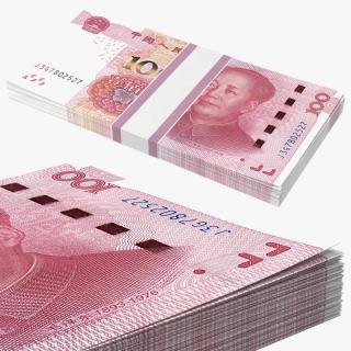 3D Chinese 100 Yuan 2015 Banknotes Bundle model