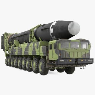 Hwasong-15 Transporter Erector Vehicle with Intercontinental Ballistic Missile Dirty 3D model