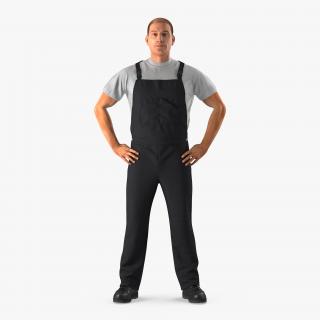 Construction Worker Black Uniform Standing Pose 3D