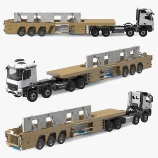 3D Truck with Concrete Panel Semi Trailer model