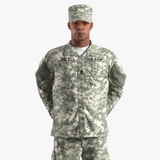 3D African-American US Army Soldier Fur Rigged model