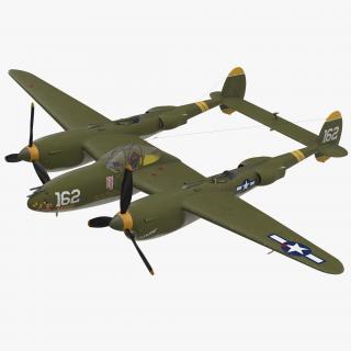 3D Lockheed P-38 Lightning US WWII Fighter Rigged