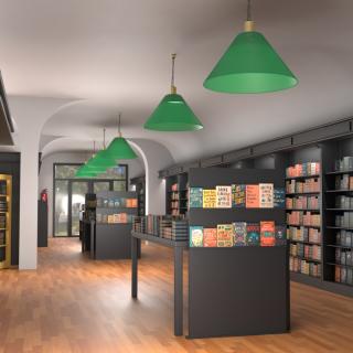 Interior of Book Store No Lights 3D