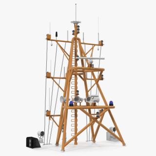 3D Ship Mast with Radar Scanner model