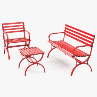 3D model Garden Metal Furniture Set Red