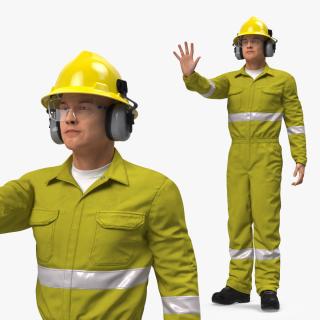 Gas Worker Fully Equipped Standing Pose 3D model