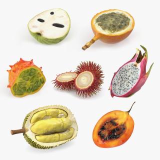 3D Cutted Exotic Fruits Collection 3 model