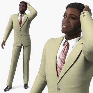 3D model Dark Skin Afro American Businessman