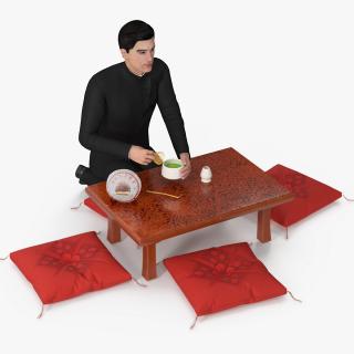 3D Man Having Tea Ceremony model