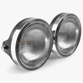 3D Motorcycle Headlight Pair White