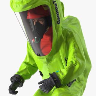 3D Heavy Duty Chemical Protective Suit Green Rigged model