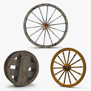 3D Antique Wagon Wheels 3D Models Collection 2 model