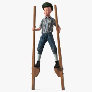 3D Boy on Wooden Balance Stilts model