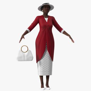 3D model Afro American Elderly Woman Formal Wear Rigged for Cinema 4D