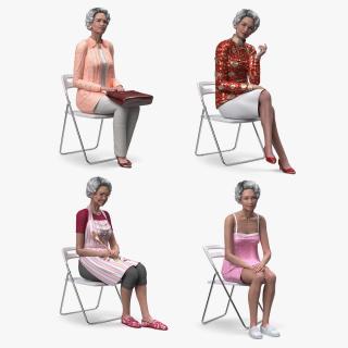 Asian Old Ladies Sitting Collection 2 3D