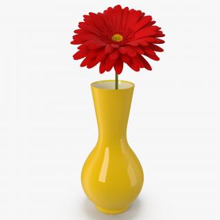 3D model Red Gerbera Daisy In Vase