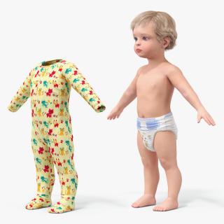 3D One Year Old Baby with Pajamas Collection