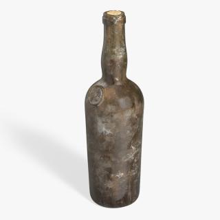 3D Antique Wine Bottle Old model