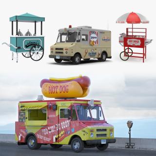 Hotdog and Icecream Street Vending Equipment 3D model