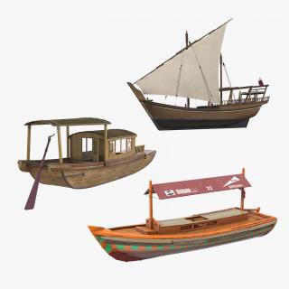 Wooden Traditional Boats Collection 2 3D